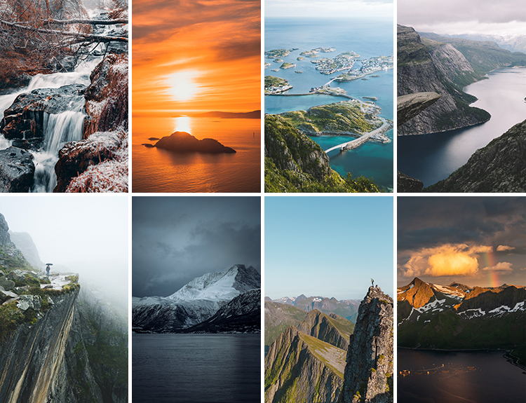 挪威风光北欧小镇北极光雪山湖泊山脉山河自然风景摄影图片照素材