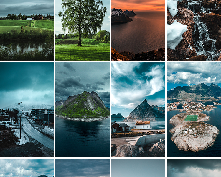 挪威风光北欧小镇北极光雪山湖泊山脉山河自然风景摄影图片照素材