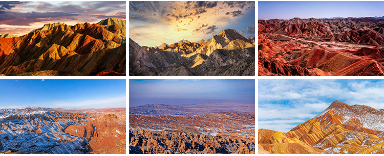 甘肃大西北张掖七彩丹霞地貌地质公园自然风景区景观JPG图片素材