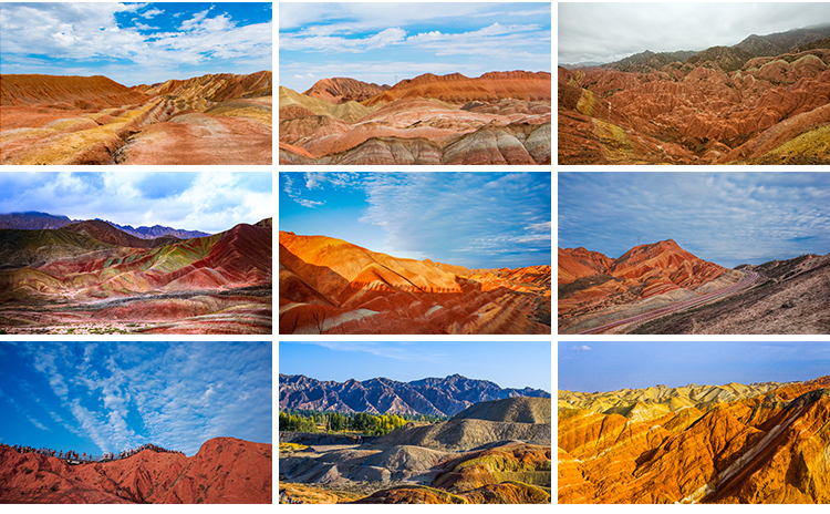 甘肃大西北张掖七彩丹霞地貌地质公园自然风景区景观JPG图片素材
