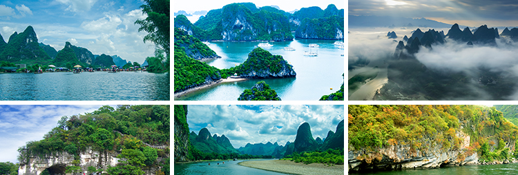 桂林山水旅游风景青山绿水群山云雾鼻山梯田照片高清图片设计素材