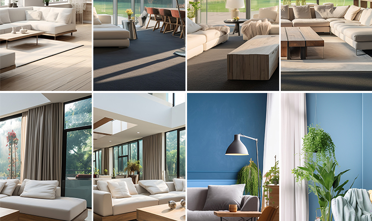 时尚简约风客厅现代温馨室内场景抖音直播间绿幕背景虚拟图片素材