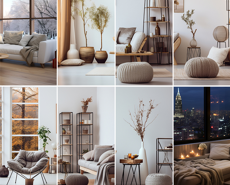 时尚简约风客厅现代温馨室内场景抖音直播间绿幕背景虚拟图片素材