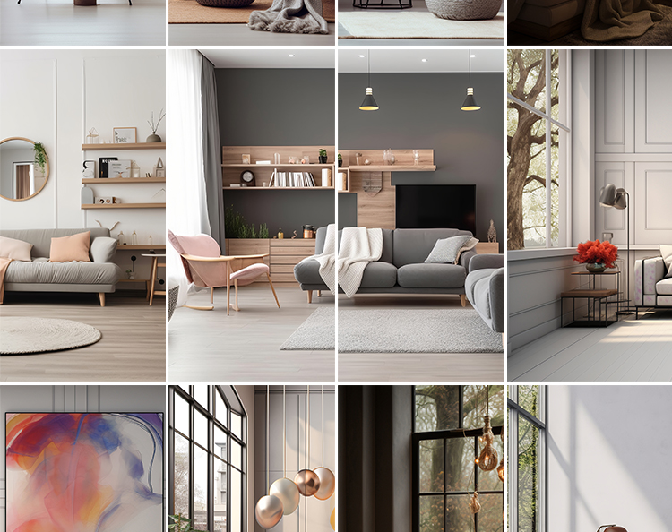 时尚简约风客厅现代温馨室内场景抖音直播间绿幕背景虚拟图片素材