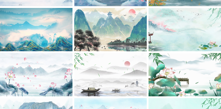 中国风古风山水墨画古典清新GIF动态图片PPT背景LED舞台动图素材