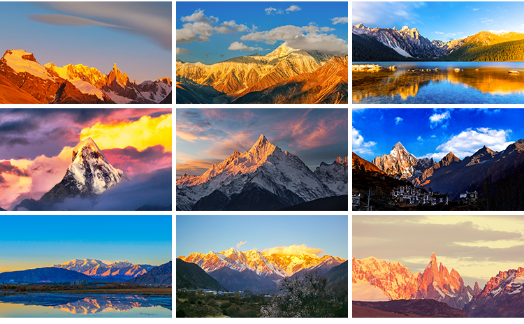 日照金山雪山金色山脉山峰夕阳日出自然风景风光图片JPG高清素材