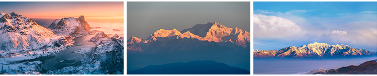 日照金山雪山金色山脉山峰夕阳日出自然风景风光图片JPG高清素材