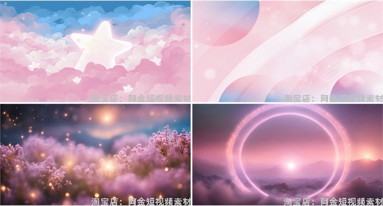 梦幻卡通粉色鲸鱼天空云彩舞台直播间led背景图片素材动态GIF动图