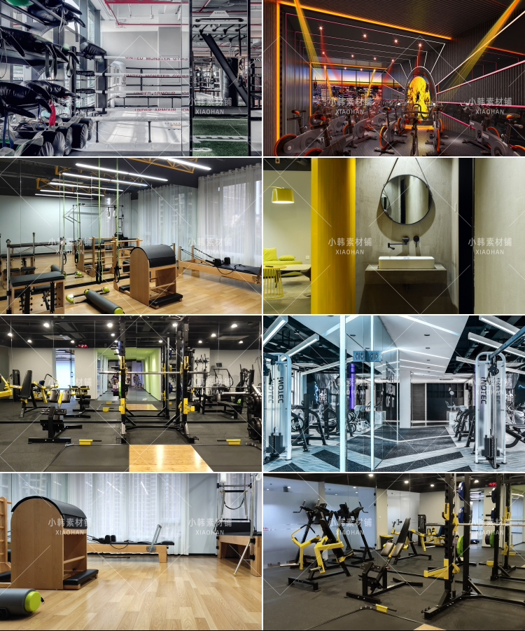 健身房运动器材瑜伽场馆快手抖音虚拟直播间绿幕背景素材高清图片