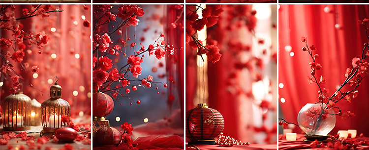 新年春节过年货祝福红色喜庆新春抖音直播间绿幕背景虚拟图片素材