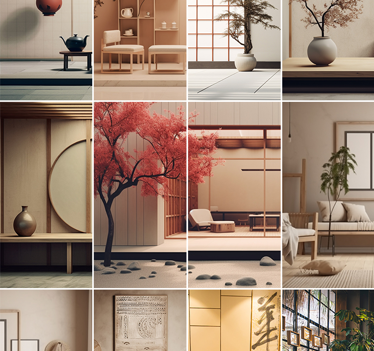 中国风复古茶室禅意古风意境室内窗外风景虚拟直播间背景图片素材