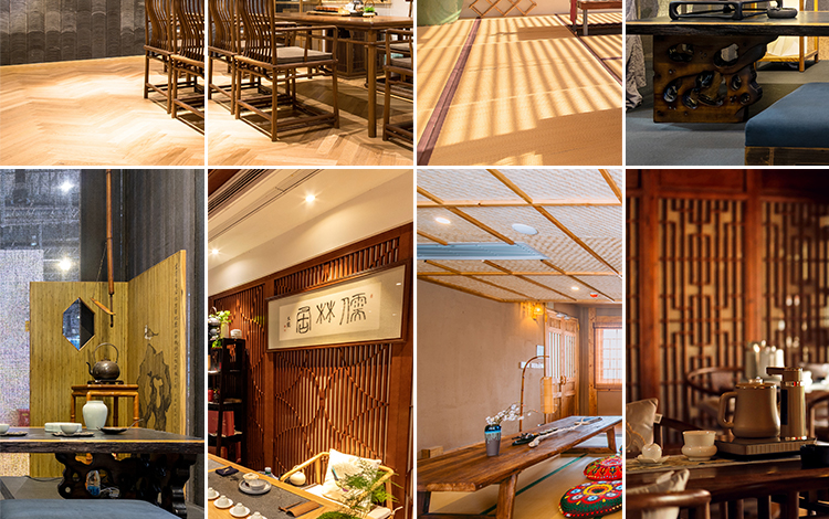 中国风复古茶室禅意古风意境室内窗外风景虚拟直播间背景图片素材