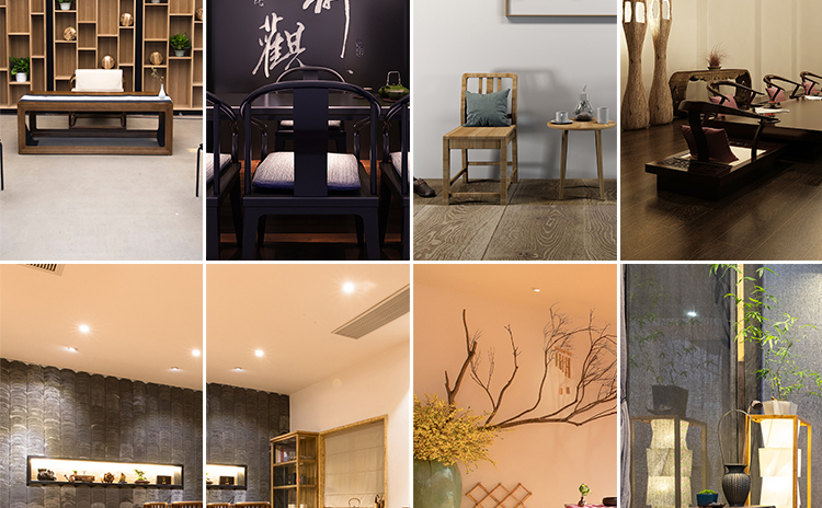 中国风复古茶室禅意古风意境室内窗外风景虚拟直播间背景图片素材