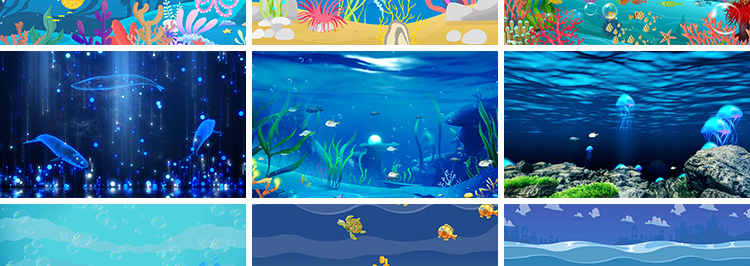 卡通海洋动物唯美海底世界小鱼游动水母鱼儿LED舞台背景视频素材