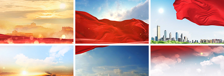 天空红绸丝绸红色飘动红布飘带飘扬飞舞红歌舞台LED背景视频素材