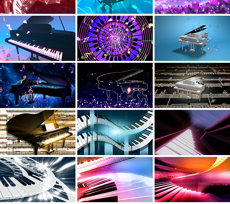 梦幻钢琴唯美琴键浪漫钢琴按键演奏表演晚会演出LED背景视频素材