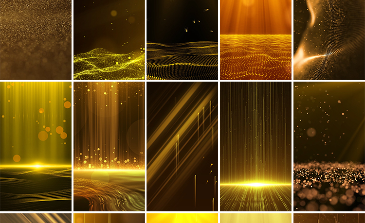 竖屏版金色粒子线条颁奖光束动态高清手机屏剪映直播背景视频素材