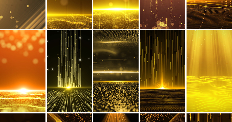 竖屏版金色粒子线条颁奖光束动态高清手机屏剪映直播背景视频素材