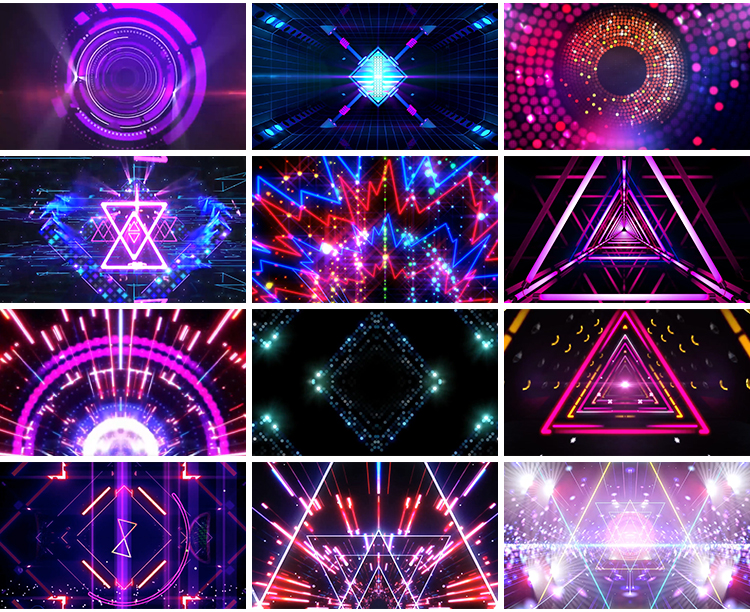 炫酷炫彩动感节奏感晚会开场演出舞蹈LED大屏幕动态背景视频素材