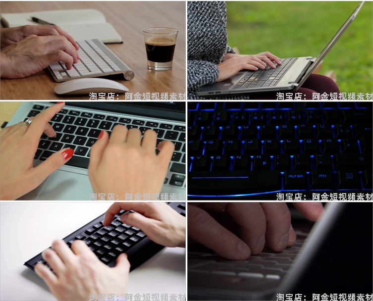 电脑计算机办公键盘打字敲击特写镜头商务办公加班忙碌视频素材