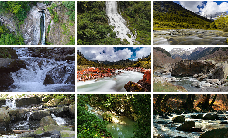 4K山水河流瀑布风景湖泊水流小溪山涧岩石头峡谷实拍剪辑视频素材