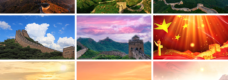 大气壮观万里长城红色绸缎飘带红歌歌颂祖国舞台LED背景视频素材