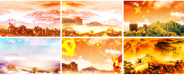 大气壮观万里长城红色绸缎飘带红歌歌颂祖国舞台LED背景视频素材