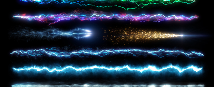 魔法能量激光线电流火焰冲击波粒子特效合成MOV透明通道视频素材