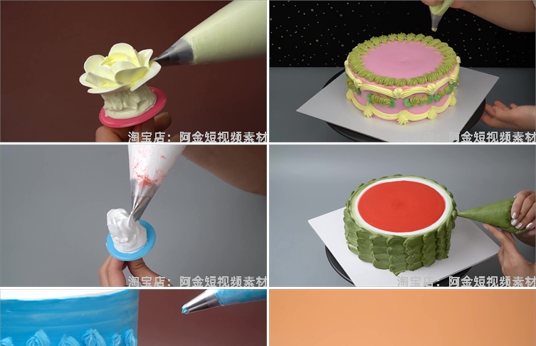 蛋糕裱花甜品美食制作解压视频高清横屏自媒体小说推文素材引流