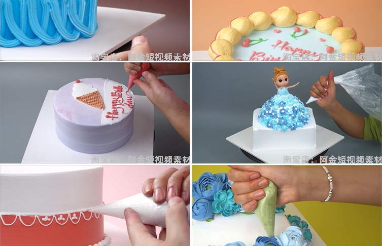 蛋糕裱花甜品美食制作解压视频高清横屏自媒体小说推文素材引流