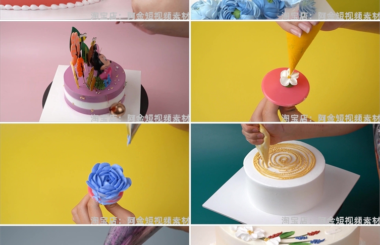 蛋糕裱花甜品美食制作解压视频高清横屏自媒体小说推文素材引流