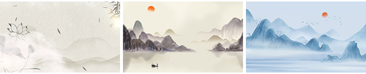 古诗词朗诵中国风古典清新水墨山水画LED舞台大屏幕背景视频素材