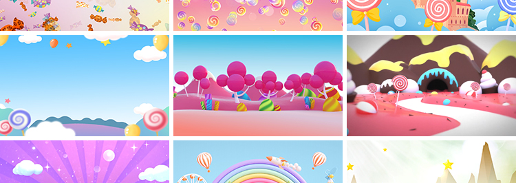 棒棒糖可爱卡通糖果儿童少儿歌舞蹈舞台演出表演LED背景视频素材