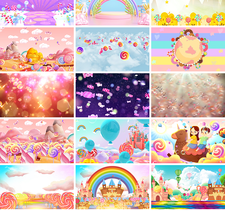 棒棒糖可爱卡通糖果儿童少儿歌舞蹈舞台演出表演LED背景视频素材