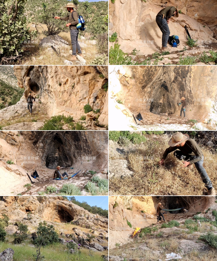 徒手搭建末日避难所山洞野炊4K自媒体电影解说抖音短视频素材