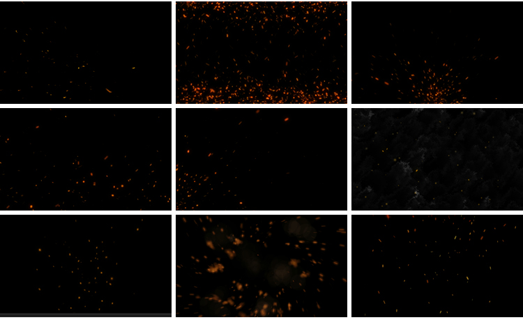 火花火光火星四溅飞舞粒子后期特效果mov带透明通道动画视频素材