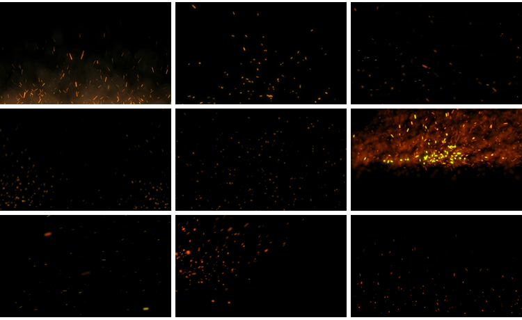 火花火光火星四溅飞舞粒子后期特效果mov带透明通道动画视频素材