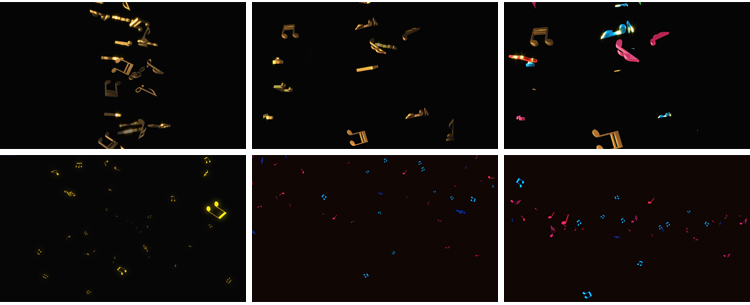 音符飞舞跳动音乐符号散开动态特效果背景mov带透明通道视频素材