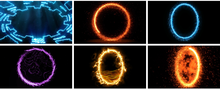 炫酷魔法能量传送门护盾光圈光线粒子特效果合成透明通道视频素材