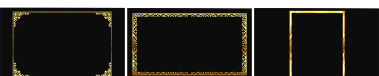 金色花边框矩形装饰金属复古相框MOV特效带透明通道动态视频素材