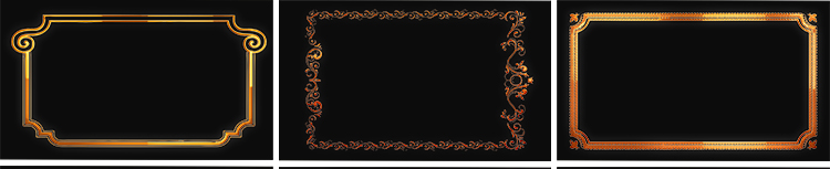 金色花边框矩形装饰金属复古相框MOV特效带透明通道动态视频素材