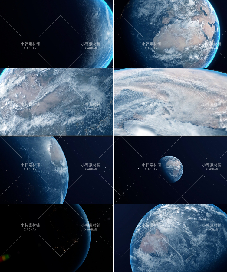 4K地球旋转鸟瞰远景宇宙星球太空全景片头效果PR合成特效视频素材