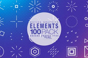 视频素材-100个线条爆照故障弯曲MG运动图形动画 Motion Graphic Elements Collection