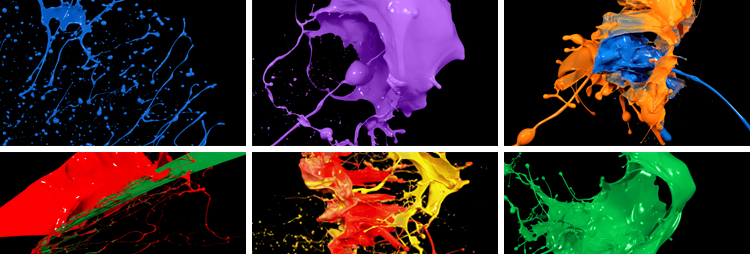 油漆颜料墨迹飞溅喷溅液体彩色泼墨液体动画合成特效MOV视频素材
