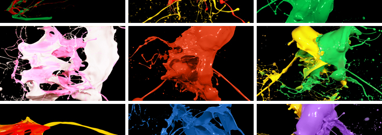 油漆颜料墨迹飞溅喷溅液体彩色泼墨液体动画合成特效MOV视频素材