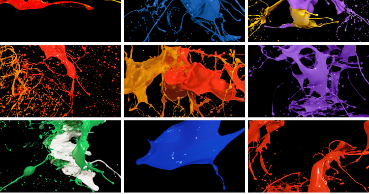 油漆颜料墨迹飞溅喷溅液体彩色泼墨液体动画合成特效MOV视频素材