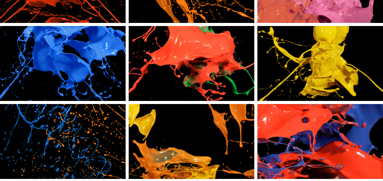 油漆颜料墨迹飞溅喷溅液体彩色泼墨液体动画合成特效MOV视频素材