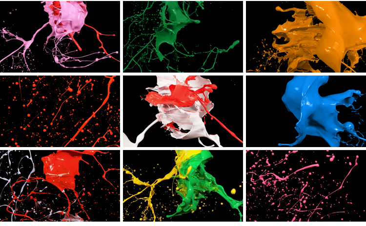 油漆颜料墨迹飞溅喷溅液体彩色泼墨液体动画合成特效MOV视频素材