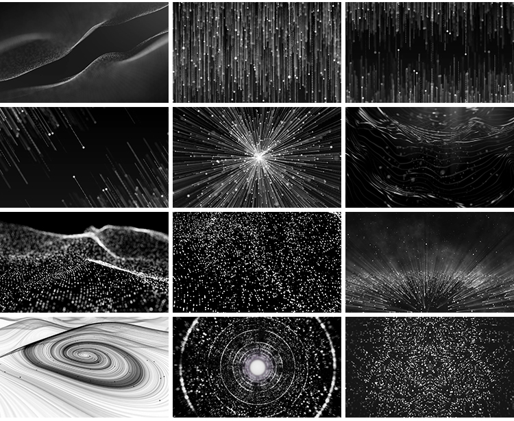炫酷黑色粒子科技线条黑白曲线粒子抽象流动特效LED背景视频素材