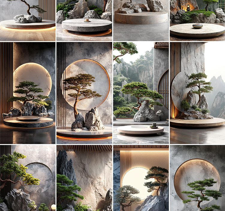 中国风复古文艺禅意室内中式古典动态视频绿幕直播间背景图片素材